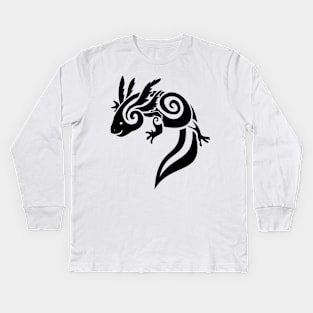 Axolotl Tribal Tattoo Kids Long Sleeve T-Shirt